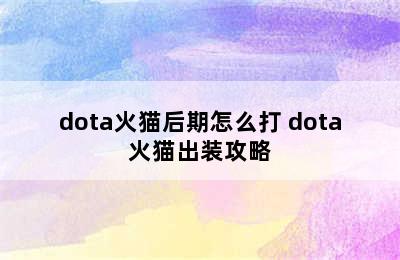 dota火猫后期怎么打 dota火猫出装攻略